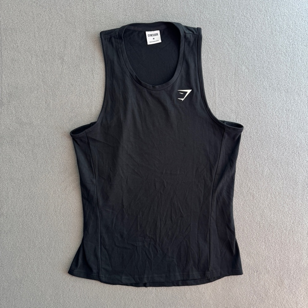 Gymshark Tank Top Medium Men's Black Sleeveless Shirt Gym Training Logo Comfort